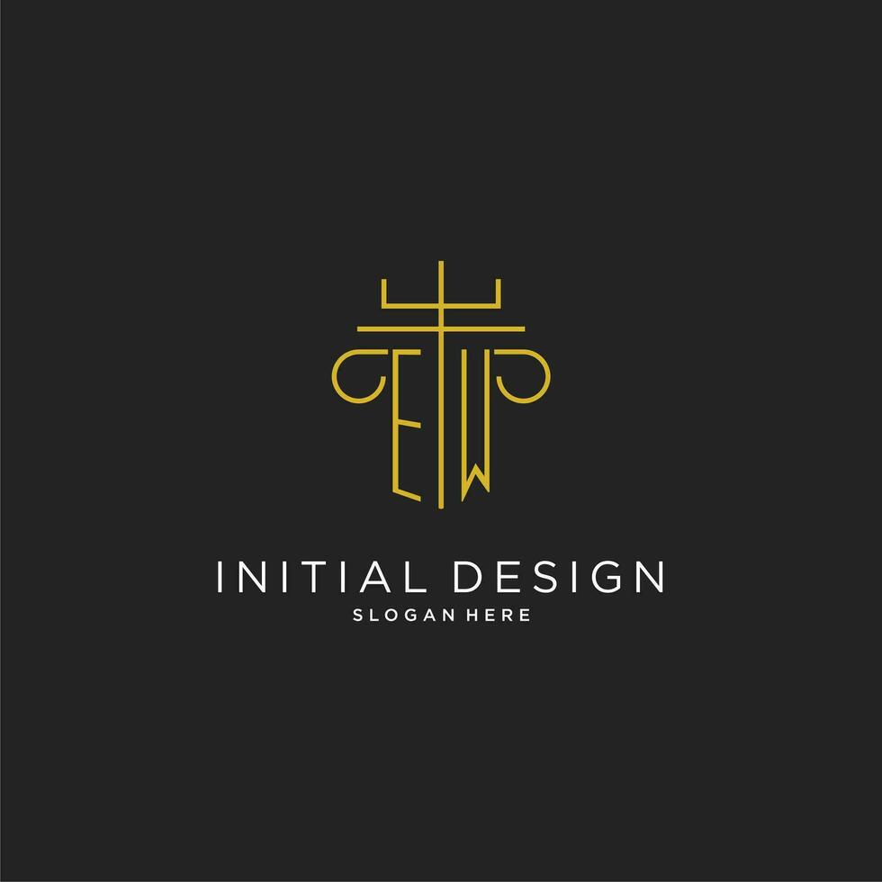 EW initial with monoline pillar logo style, luxury monogram logo design for legal firm vector