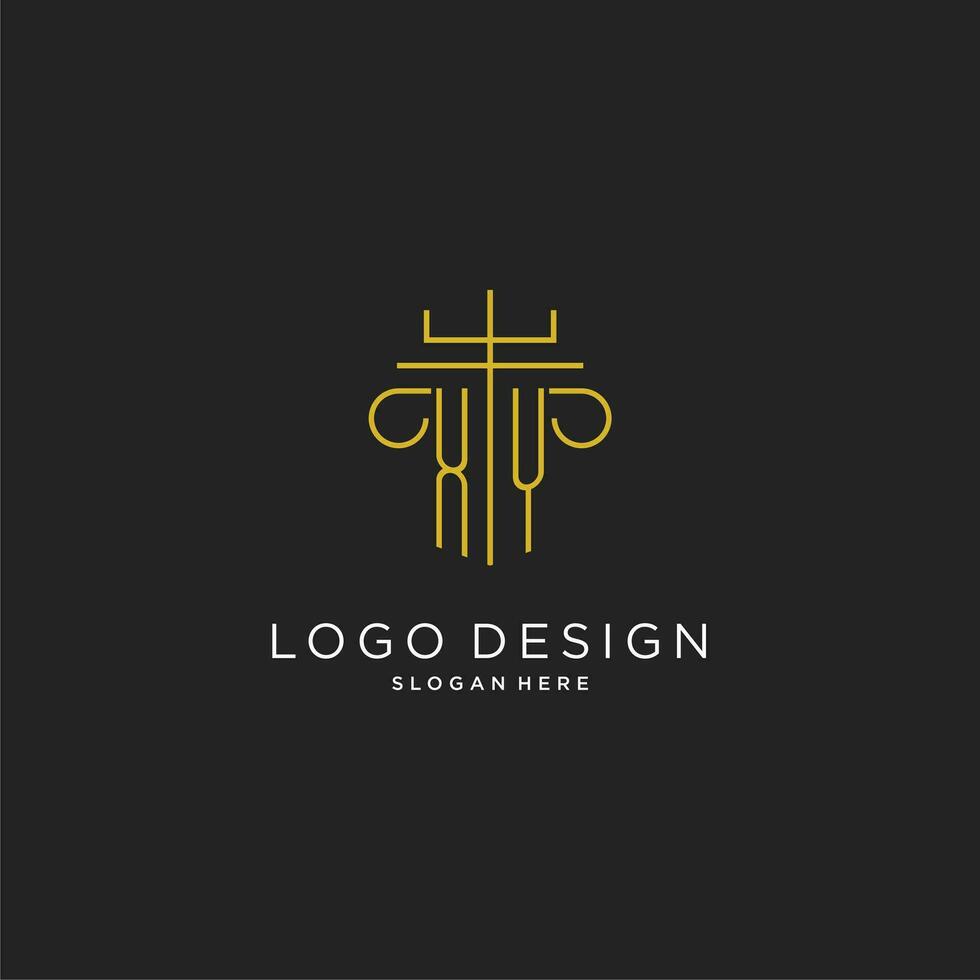 XY initial with monoline pillar logo style, luxury monogram logo design for legal firm vector