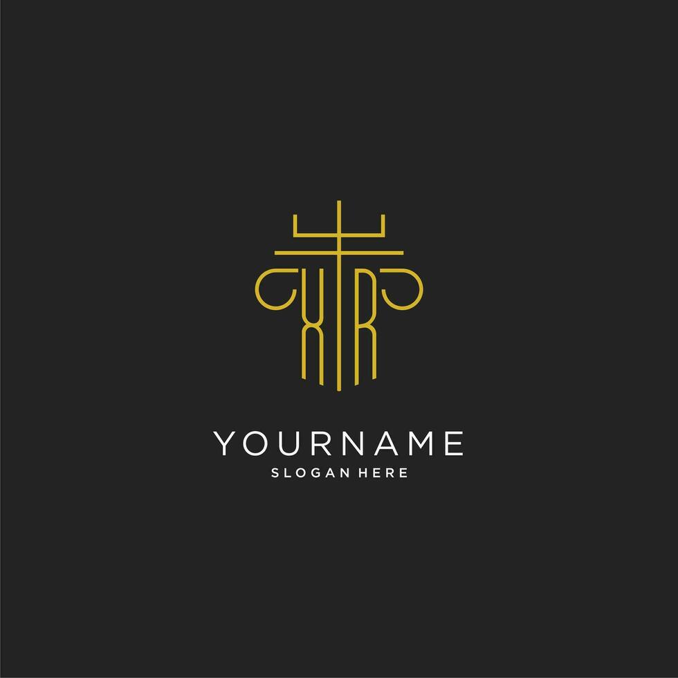 XR initial with monoline pillar logo style, luxury monogram logo design for legal firm vector