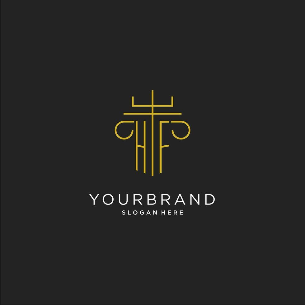 HF initial with monoline pillar logo style, luxury monogram logo design for legal firm vector
