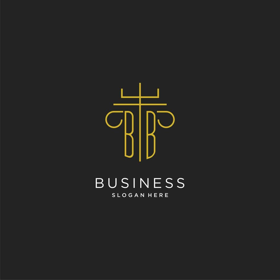 BB initial with monoline pillar logo style, luxury monogram logo design for legal firm vector