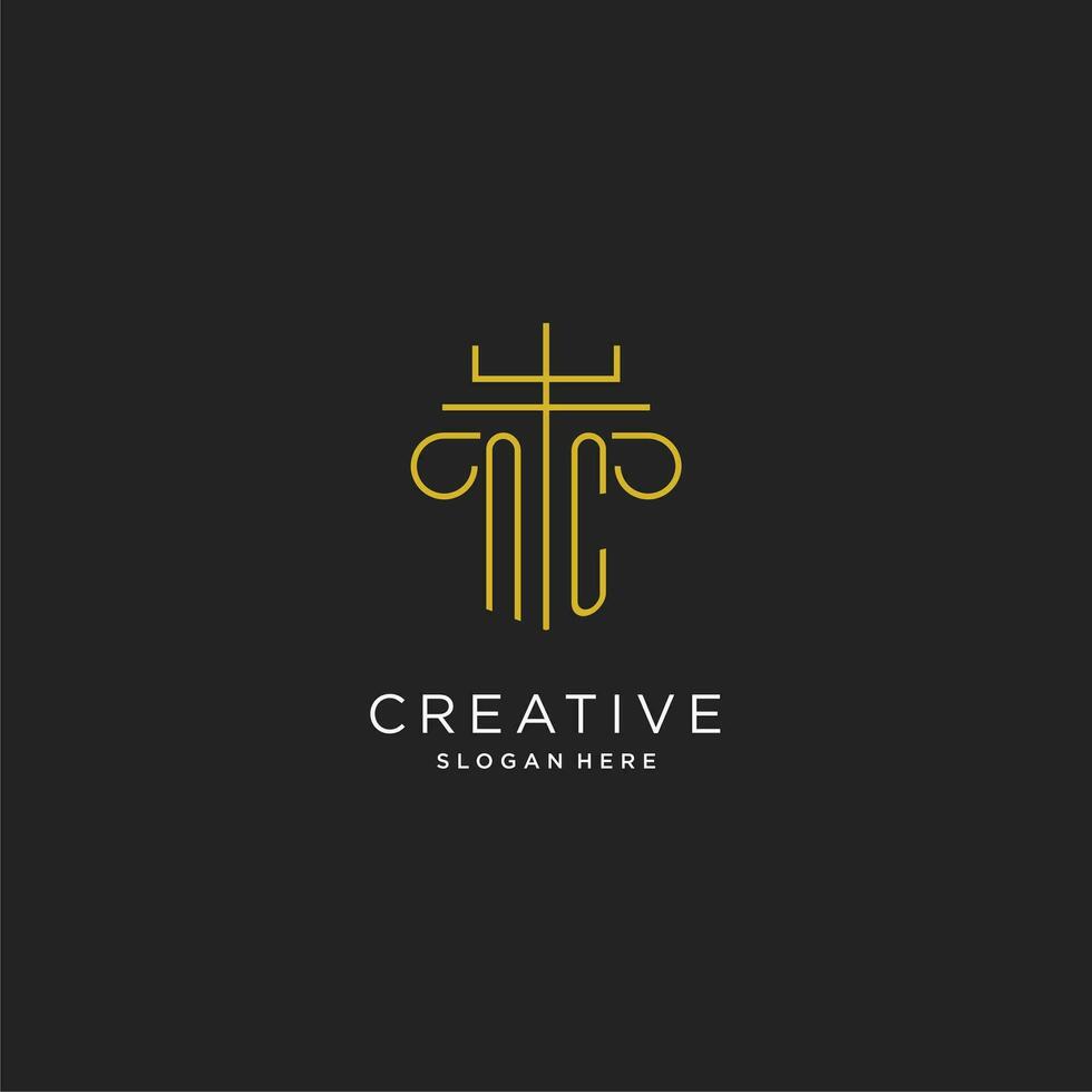 NC initial with monoline pillar logo style, luxury monogram logo design for legal firm vector