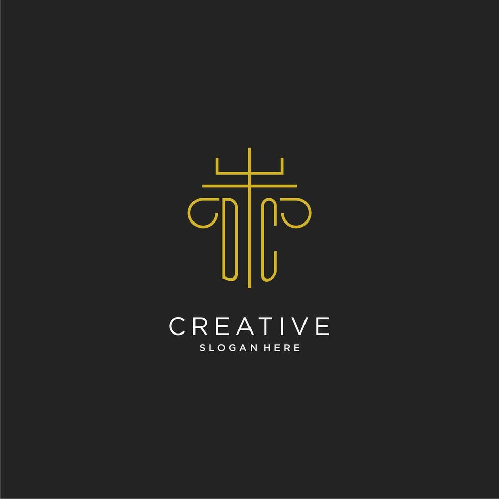 DC initial with monoline pillar logo style, luxury monogram logo design for legal firm vector