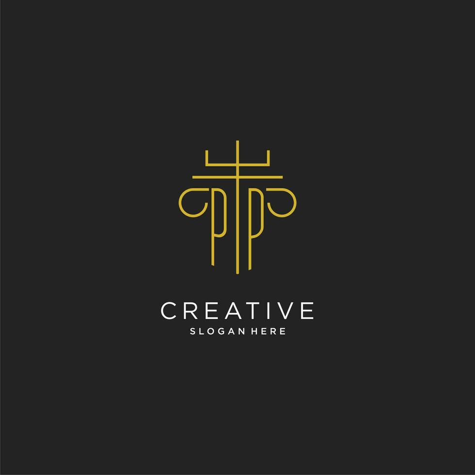 PP initial with monoline pillar logo style, luxury monogram logo design for legal firm vector