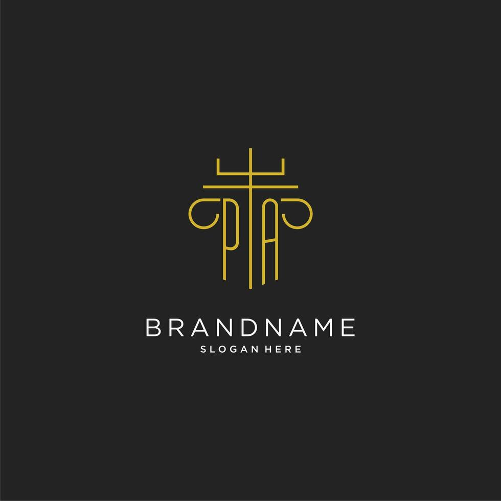 PA initial with monoline pillar logo style, luxury monogram logo design for legal firm vector