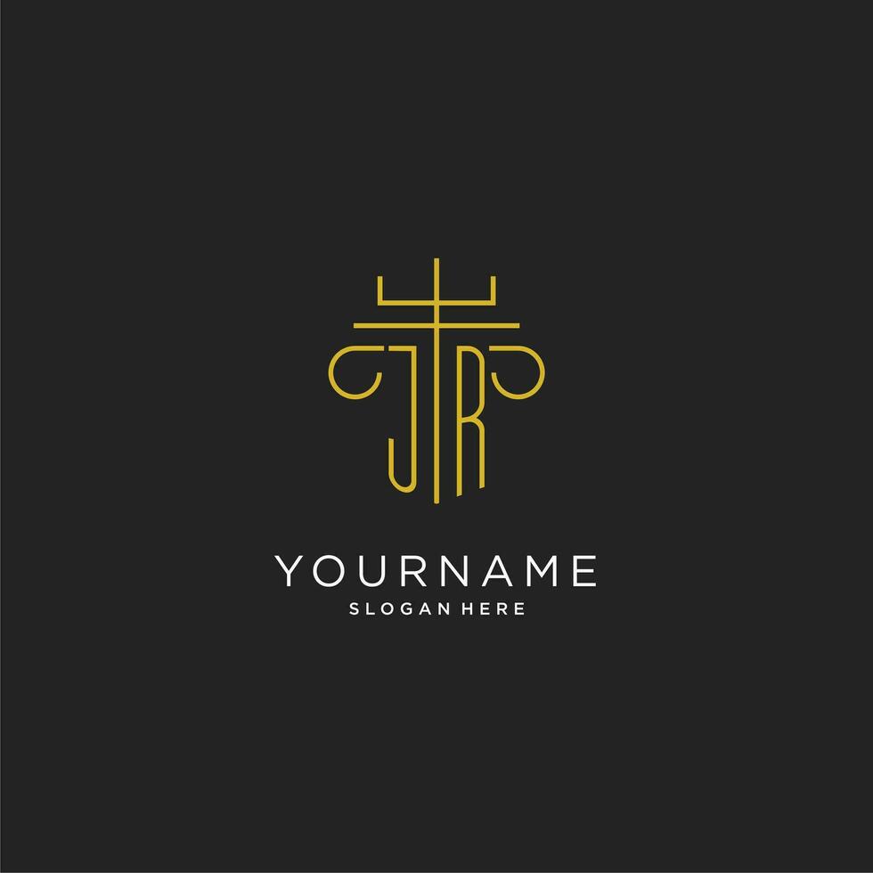 JR initial with monoline pillar logo style, luxury monogram logo design for legal firm vector