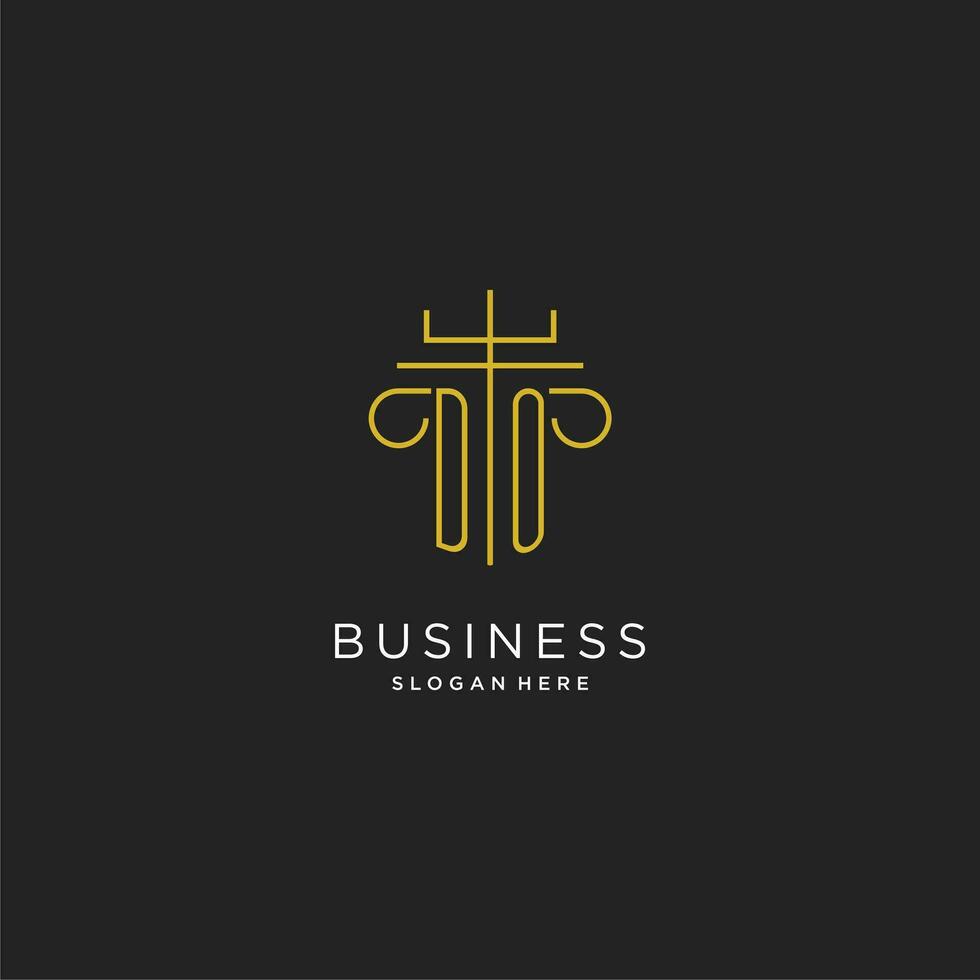 DO initial with monoline pillar logo style, luxury monogram logo design for legal firm vector