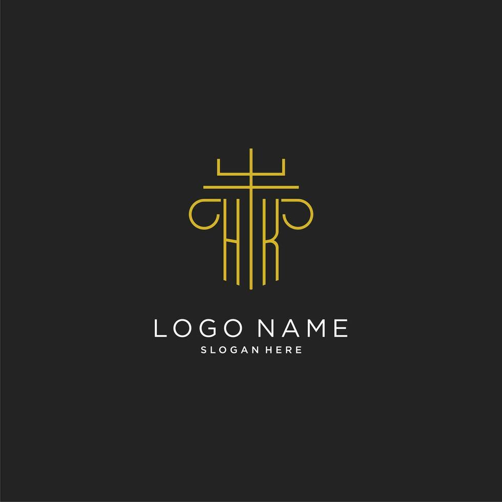 HK initial with monoline pillar logo style, luxury monogram logo design for legal firm vector