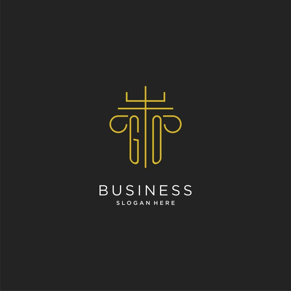 GO initial with monoline pillar logo style, luxury monogram logo design for legal firm vector