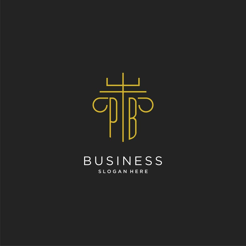 PB initial with monoline pillar logo style, luxury monogram logo design for legal firm vector