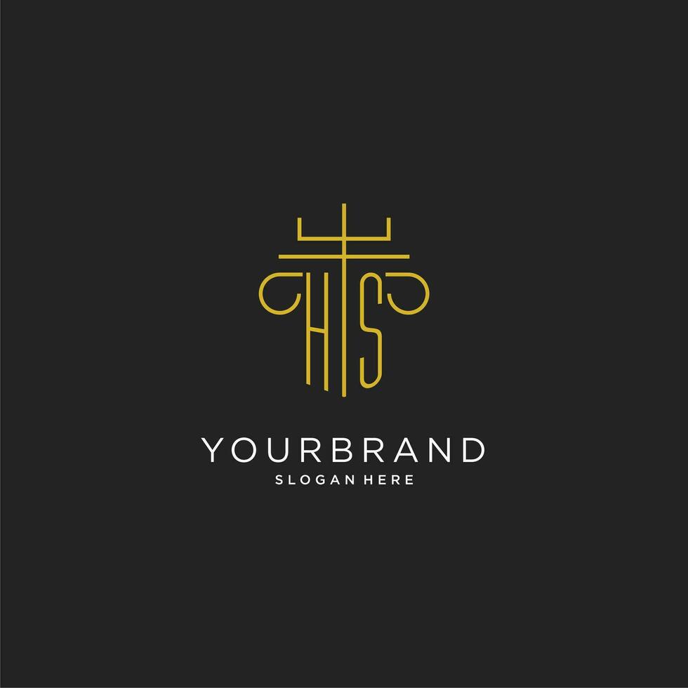 hs inicial con monoline pilar logo estilo, lujo monograma logo diseño para legal firma vector