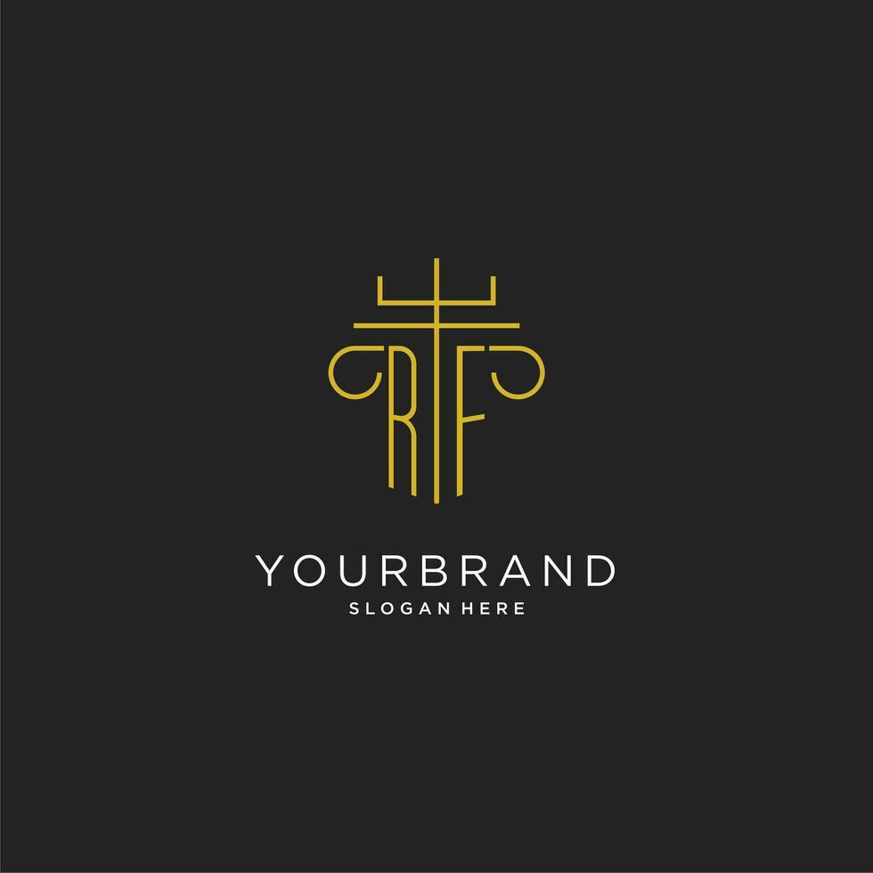 RF initial with monoline pillar logo style, luxury monogram logo design for legal firm vector