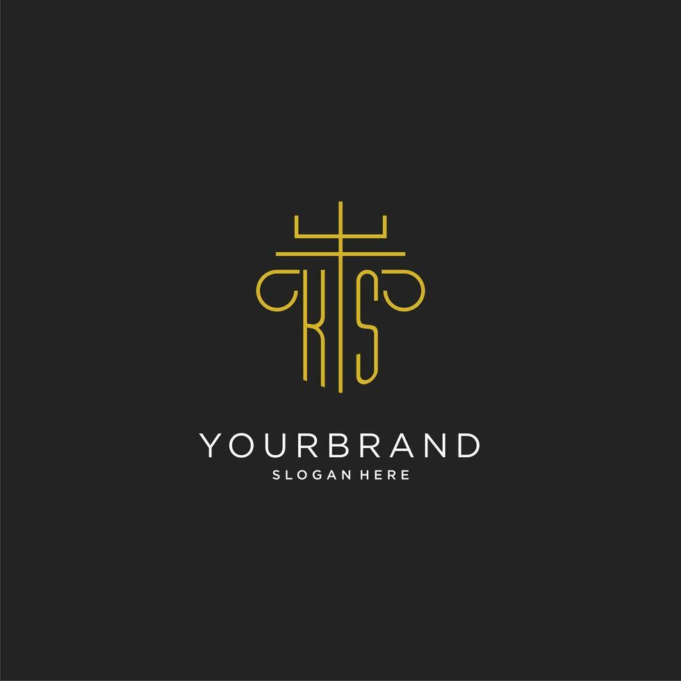 KS initial with monoline pillar logo style, luxury monogram logo design for legal firm vector