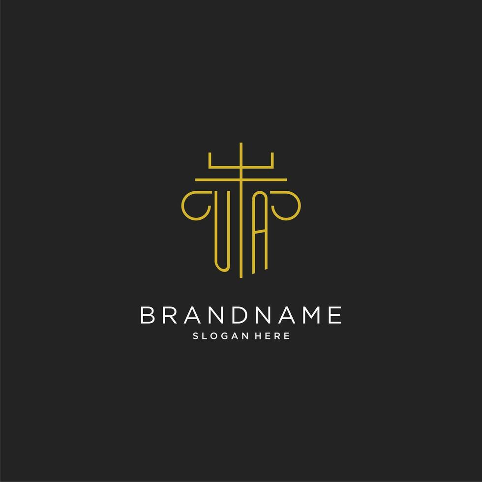 UA initial with monoline pillar logo style, luxury monogram logo design for legal firm vector