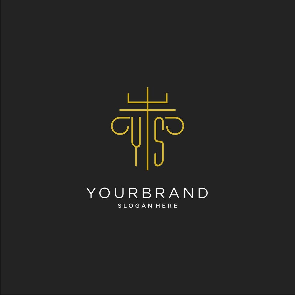 YS initial with monoline pillar logo style, luxury monogram logo design for legal firm vector