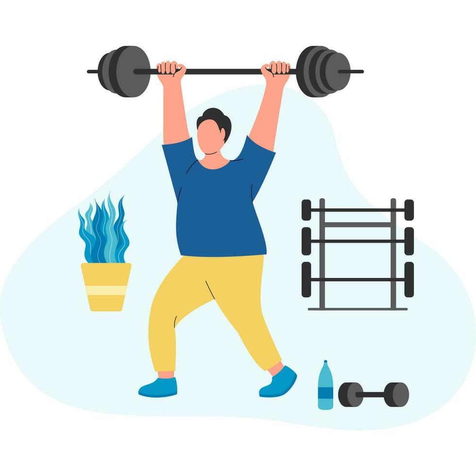 Sport exercise and gym web banner concept, human hands holding training equipment such as dumbbells, kettlebells and resistance band, time to fitness workout and healthy lifestyle vector