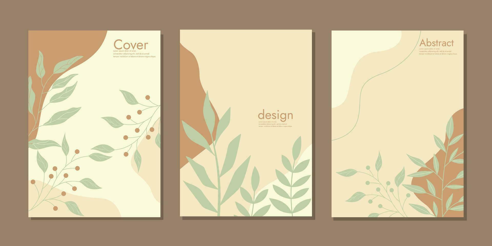 book cover mockup layout design with hand drawn floral decorations. abstract botanical background. size A4 For notebooks, planners, brochures, books, catalogs vector
