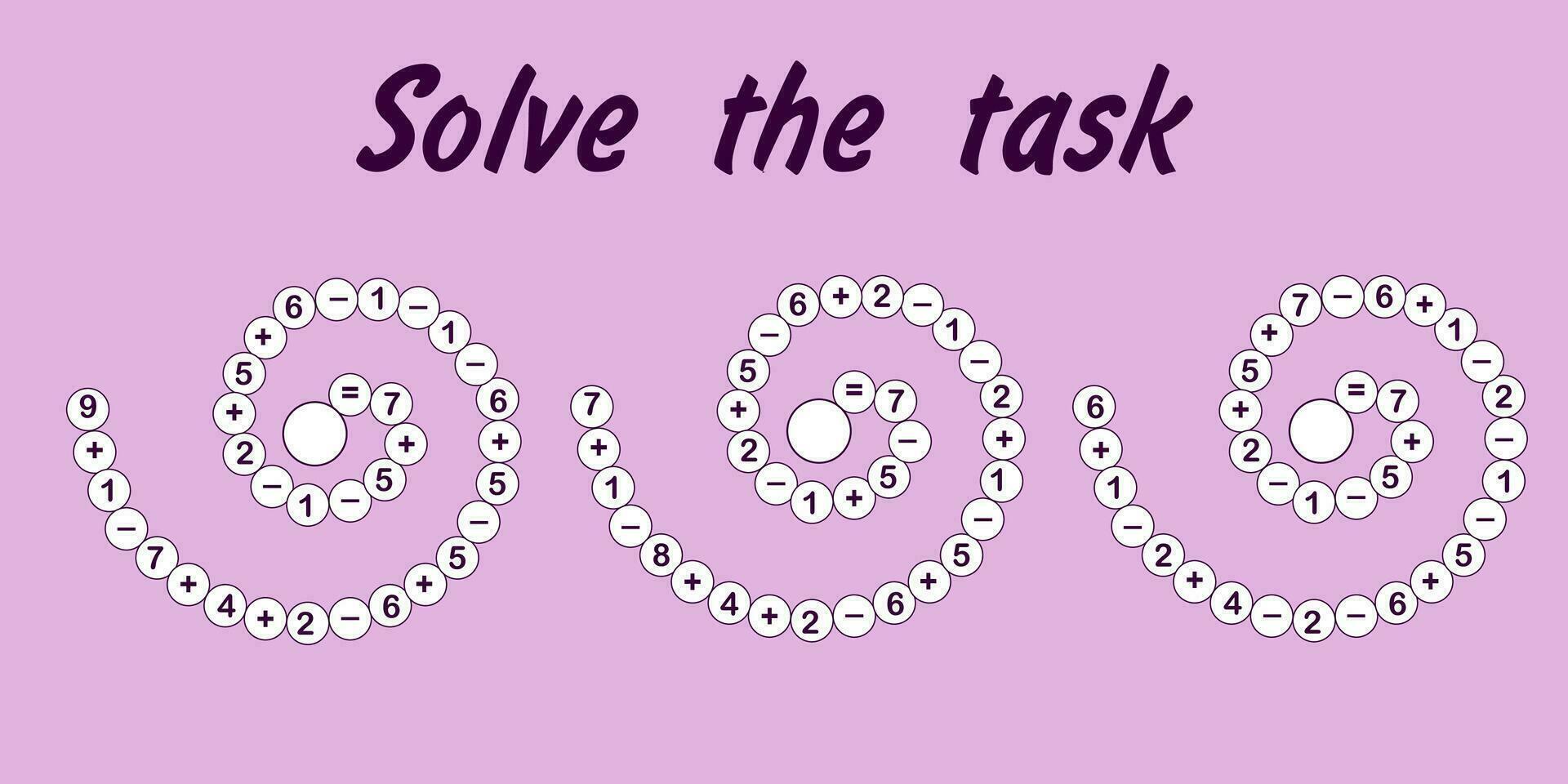 Preschool education, math activity sheet, spiral counting up to 10 vector