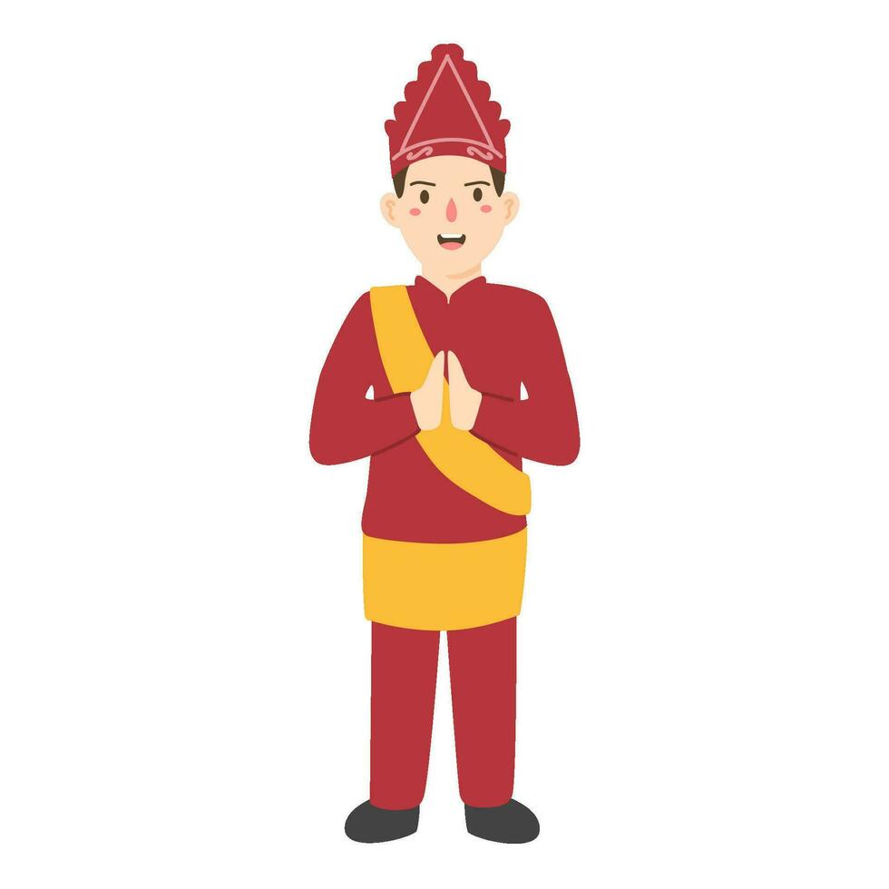 man wearing batak toba sumatera utara traditional cloth vector