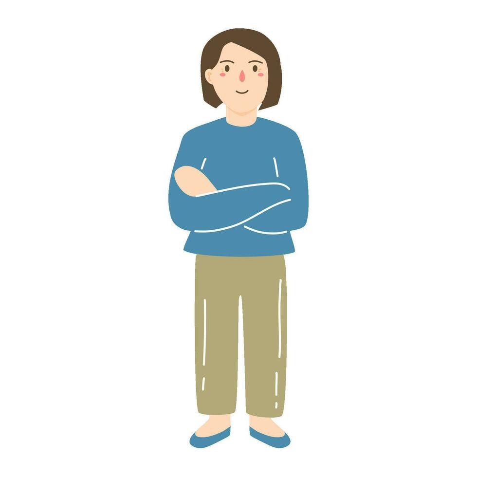woman standing posing with crossed arms vector