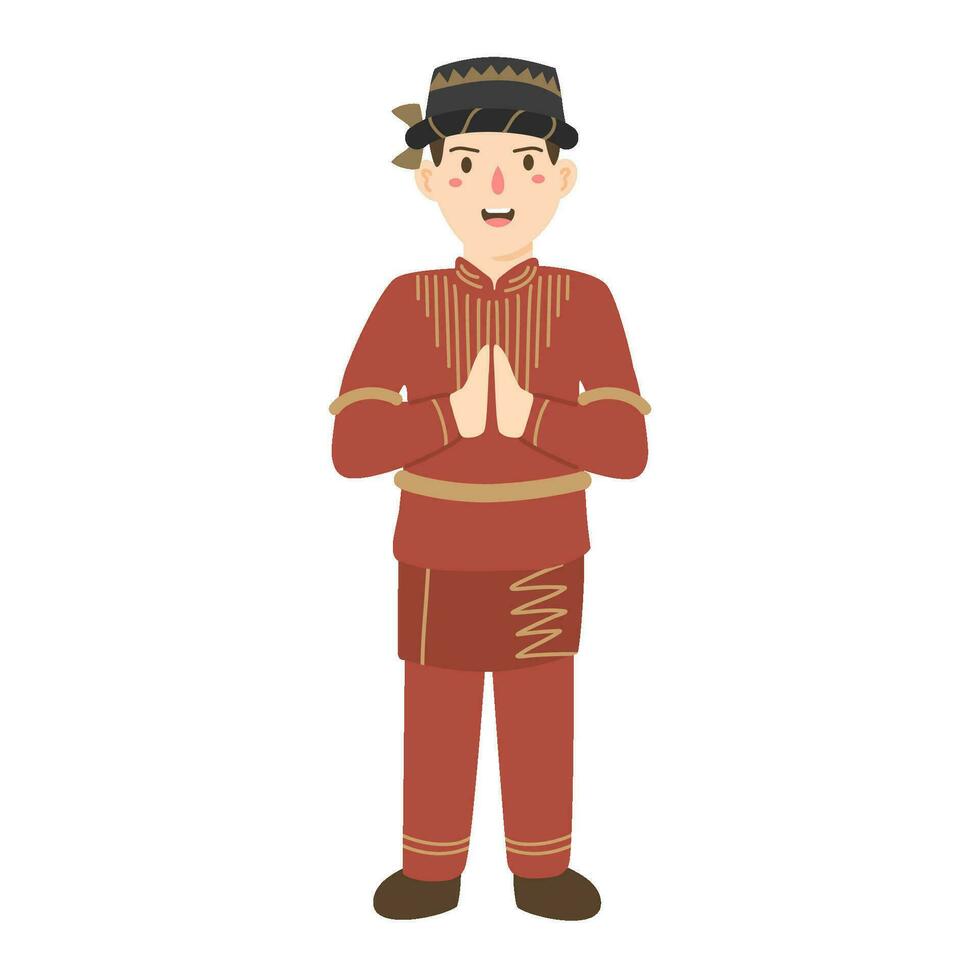 man wearing batak mandailing traditional cloth vector