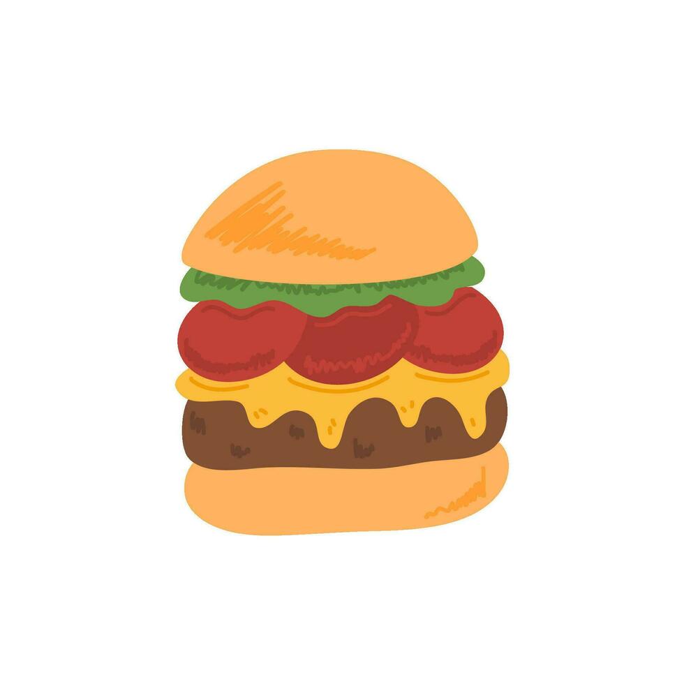 delicious grilled beef burger with cheese vector