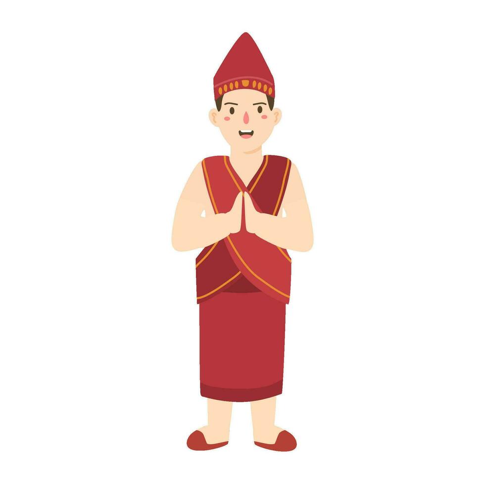 man wearing batak toba sumatera utara traditional cloth vector