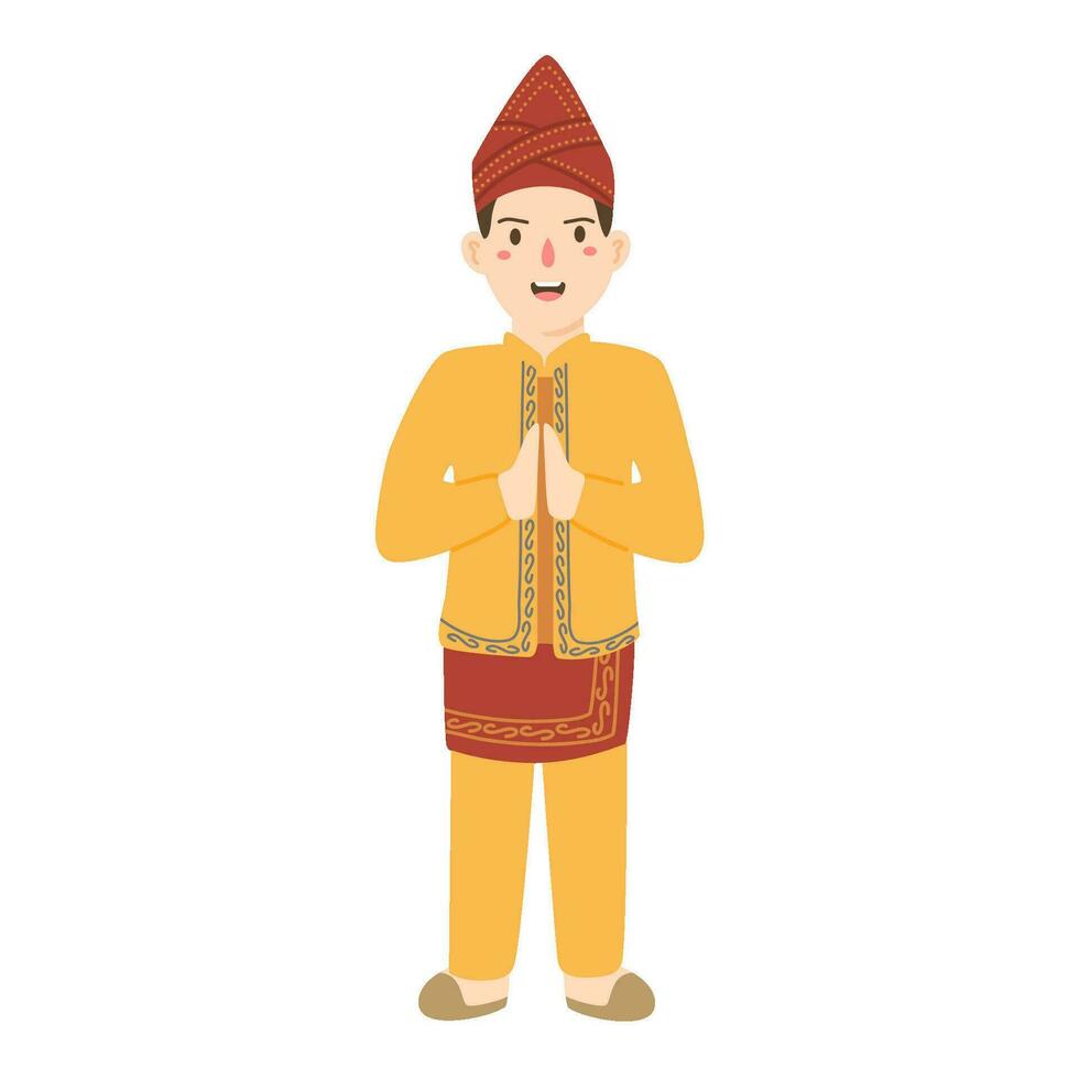 man wearing south kalimantan traditional cloth vector