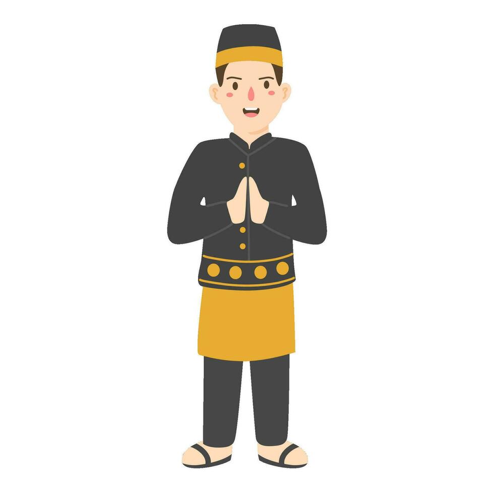 man wearing sulawesi traditional cloth vector