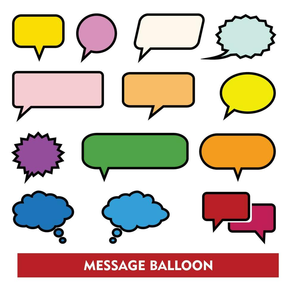 Set of colorful speech bubbles on white background. Vector Illustration.