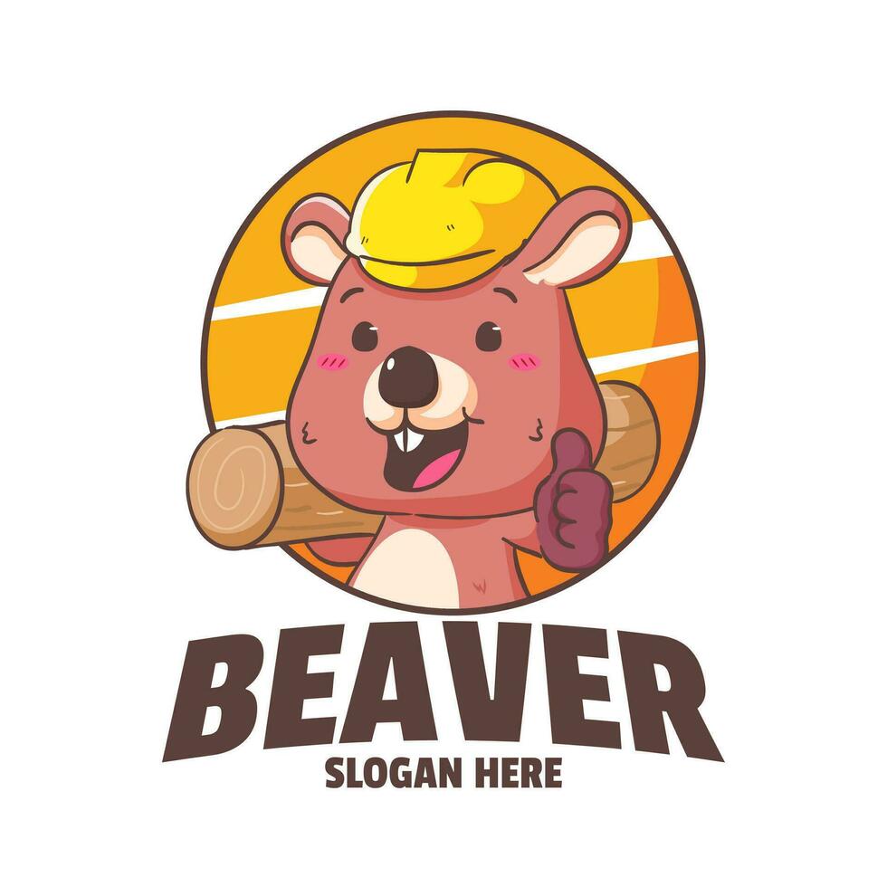 Cute Beaver Cartoon Character Mascot vector illustration. Kawaii Adorable Animal Concept Design. Isolated White background.