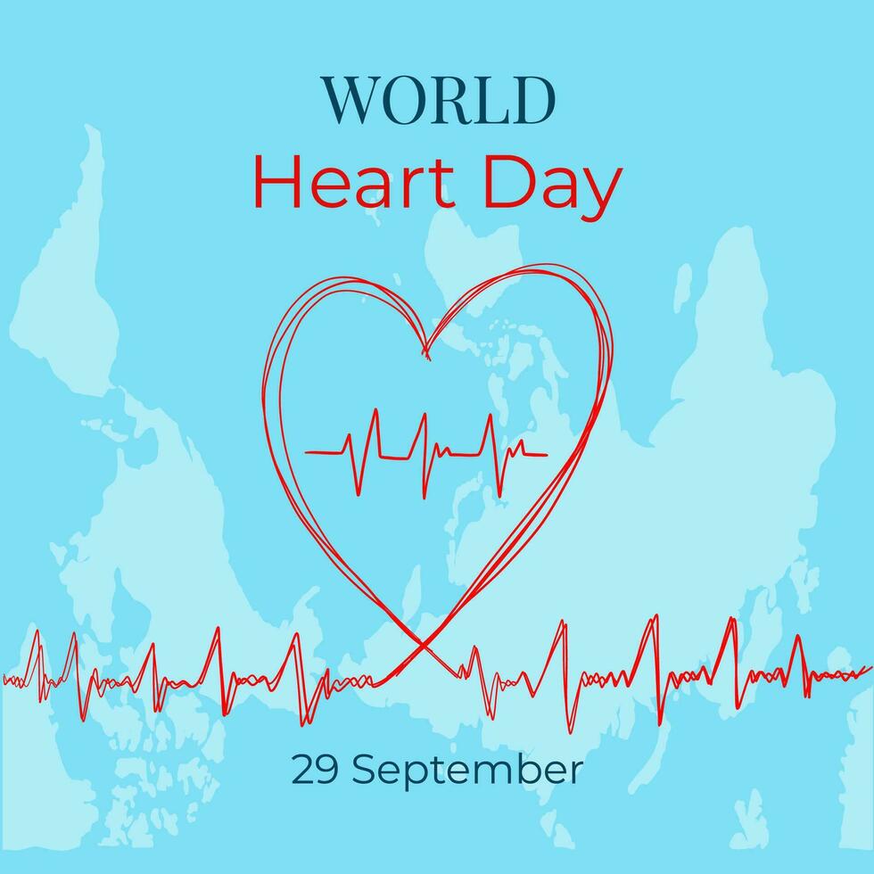 Hand drawn world heart day background vector