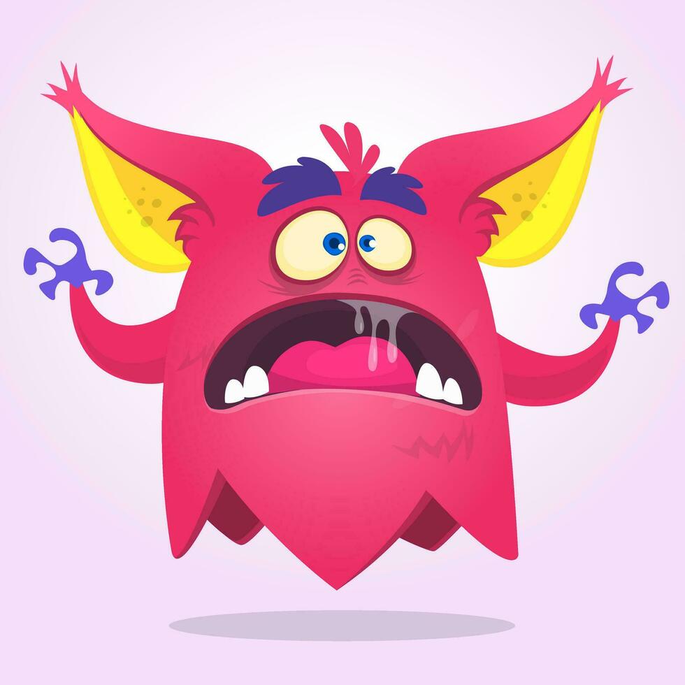 Happy cute cartoon monster. Vector illustration