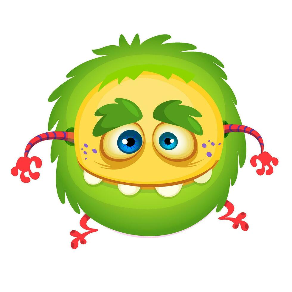 Cartoon happy monster alien. Vector illustration