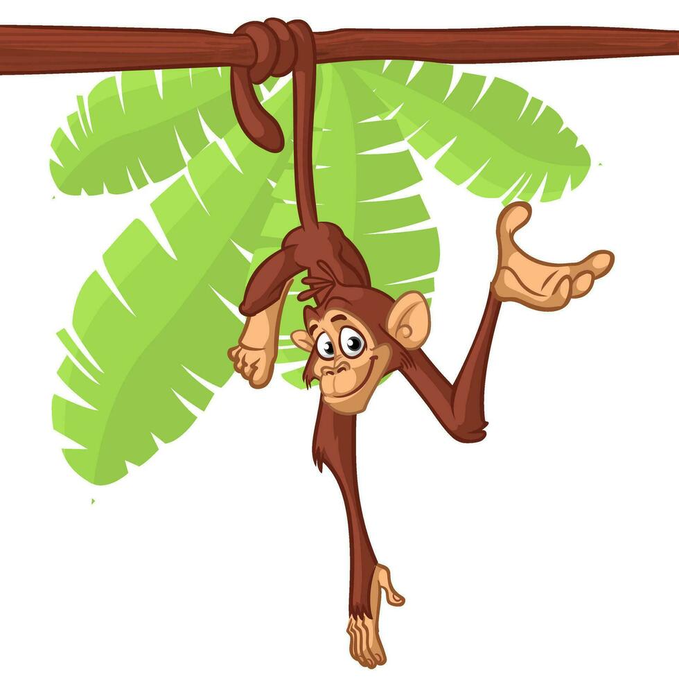 Cute monkey cartoon icon. Vector illustration of chimpanzee outlined