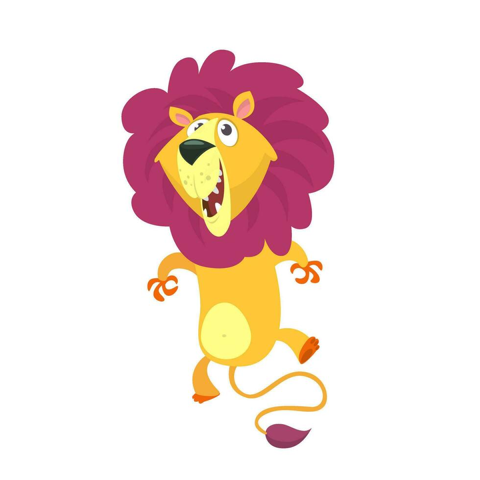 Cute cartoon lion character. Wild animal collection. Baby education. Isolated. White background. Flat design Vector illustration