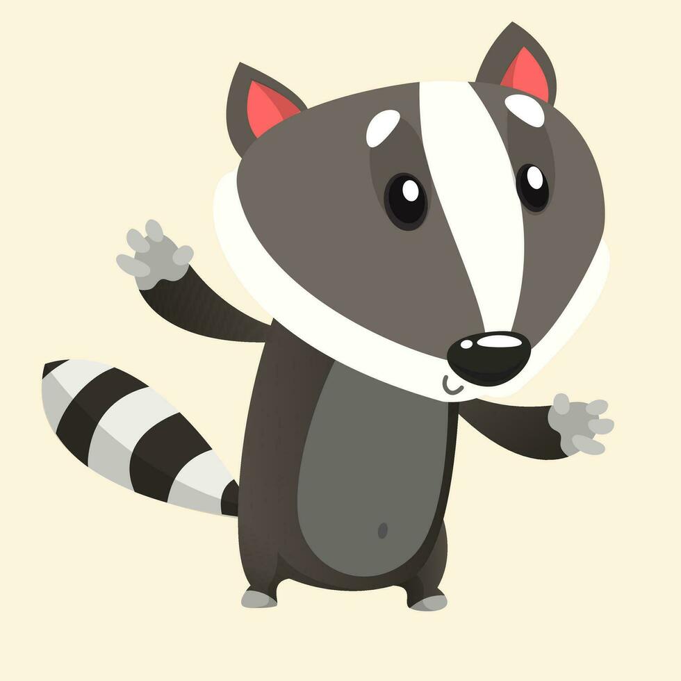 Cute cartoon raccoon vector