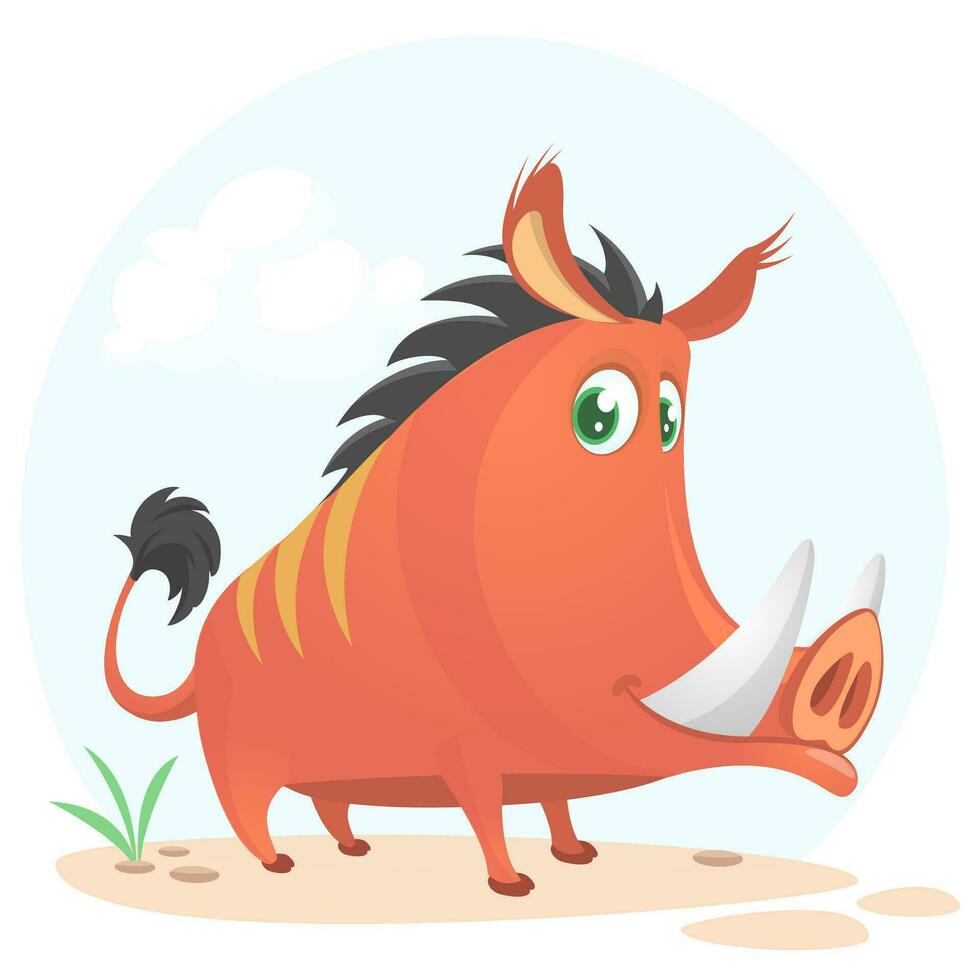 Wild boar or wild pig cartoon vector