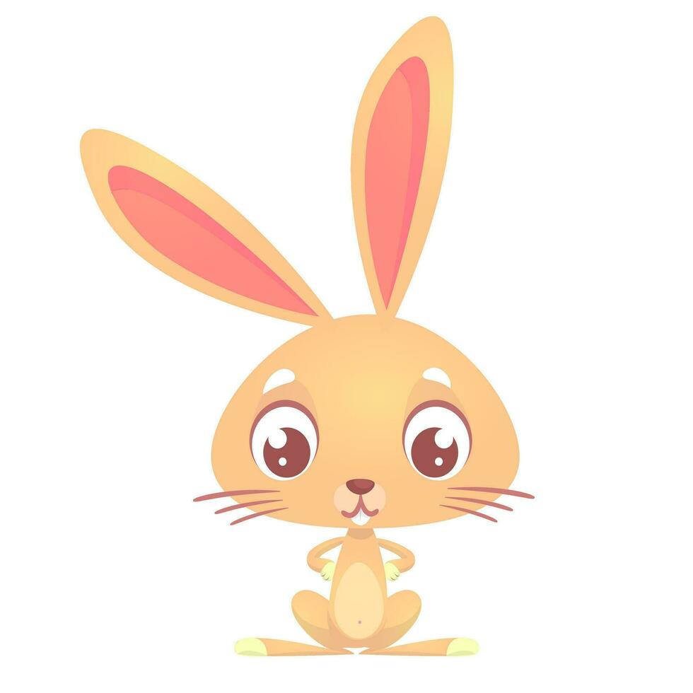 Cute cartoon rabbit. Farm animals. Vector illustration of a smiling bunny