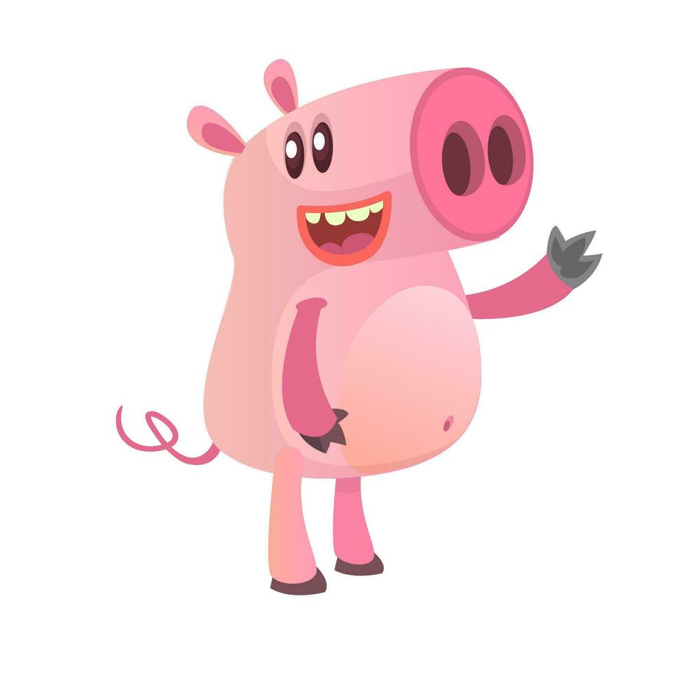 Happy cartoon pig illustration vector