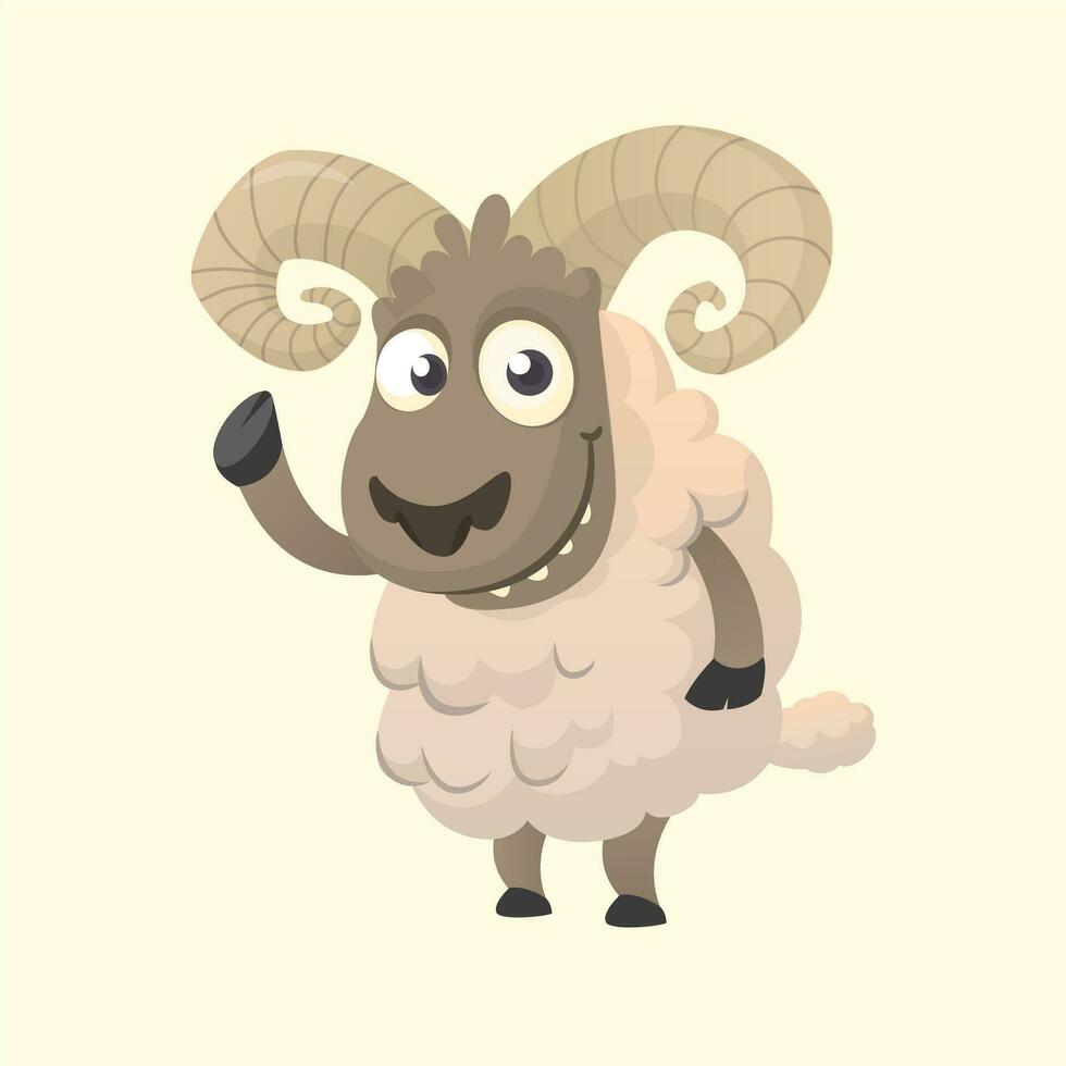 Funny cartoon sheep. Vector illustration
