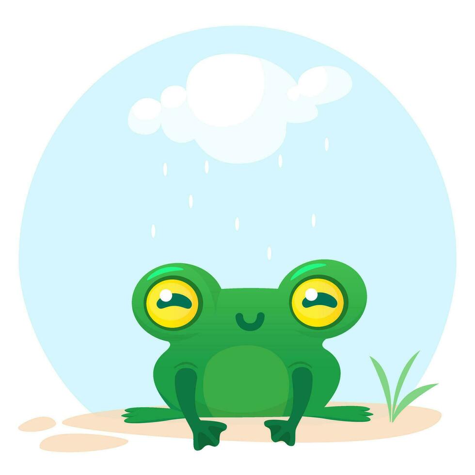 Cute Frog Cartoon Character. Vector illustration isolated