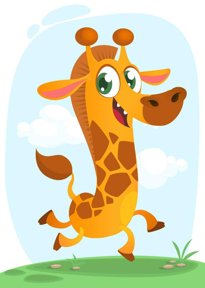 Cool cartoon giraffe. Vector illustration.