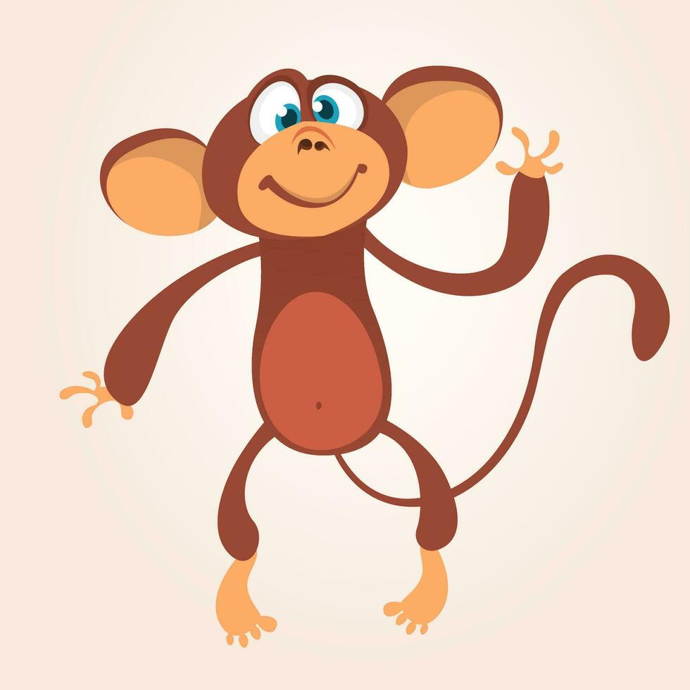 Cartoon cute chimpanzee monkey. Vector illustration isolated