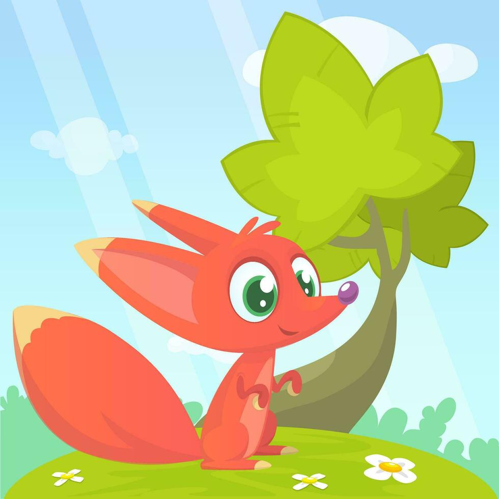 Cute cartoon fox illustration vector
