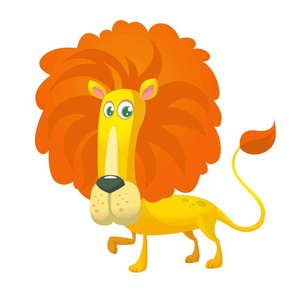 Cute cartoon lion character. Vector illustration