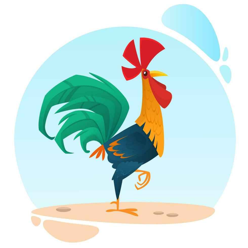 grasa dibujos animados gallo. vistoso vector ilustración de canto gallo