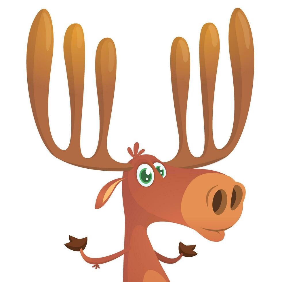 Funny cartoon moose. Vector moose character illustration