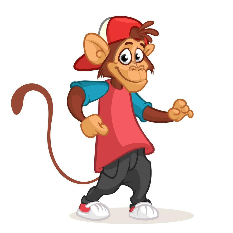 Cartoon monkey dancing. Vector illustration