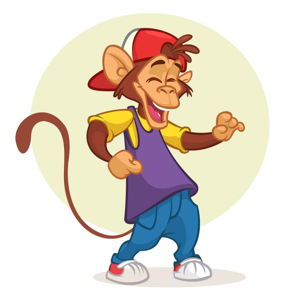 Cartoon monkey dancing. Vector illustration